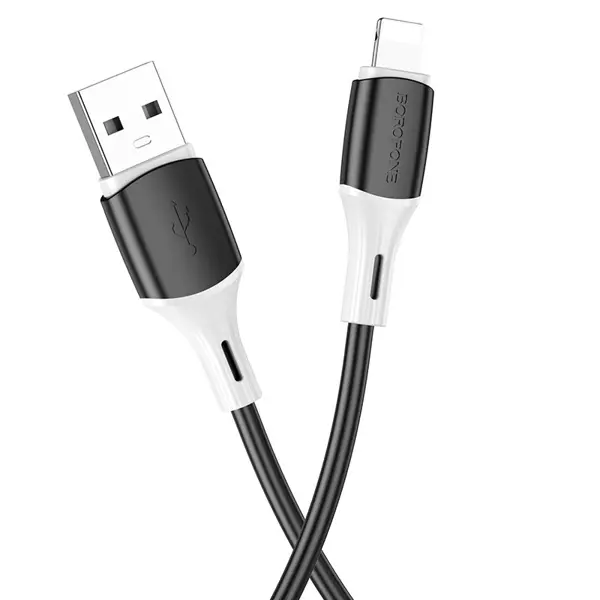 Кабель BOROFONE USB to Lightning BX79 silicone 2.4A 1m чорний  від батарейки.com.ua