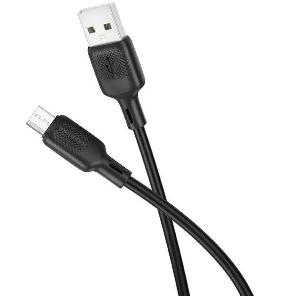 Кабель BOROFONE USB to Micro BX113 Lenny silicone 2.4A 1m black від батарейки.com.ua