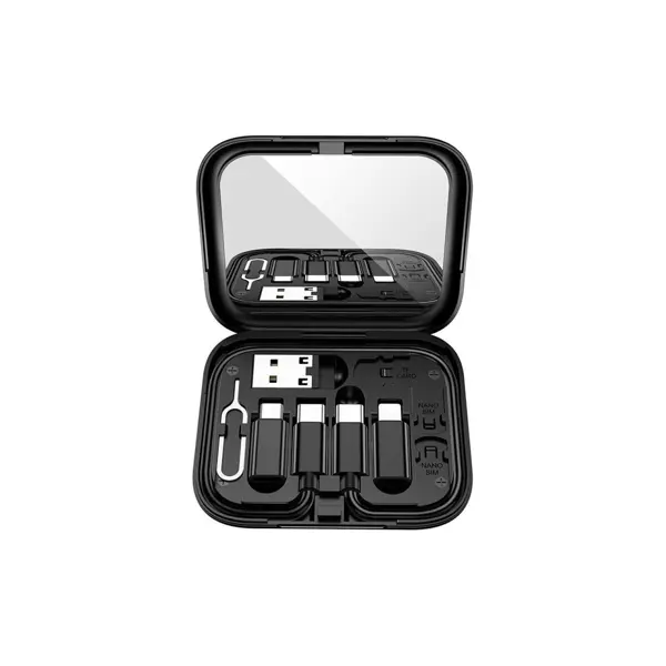 Кабель HOCO U114 Treasure box USB to Micro+Lightninig+Type-C PD60W Card-Pin 3A 1,2m. Black від батарейки.com.ua