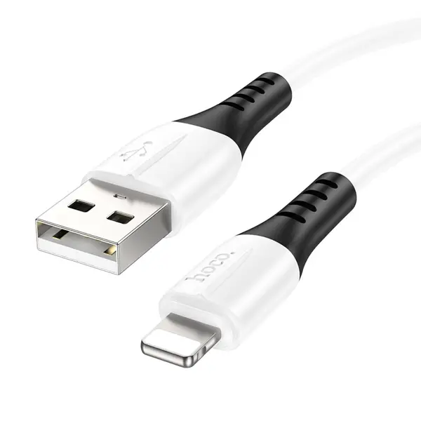 Кабель HOCO USB to Lightning X82 silicone data cable 3A 1m білий (82, USB to Lightning charging data cable, 1m, silicone material, current up to 2.4A 1. Length: 1m. Weight: 21g. 2. Outer material: silicone. 3. Joint material: silicone. 4. Core: (43/0.08)*2+(13/0.08)*2 OD3.5mm. 5. Supports 2.4A current. 6. Cost-effective silicone cable.) від батарейки.com.ua