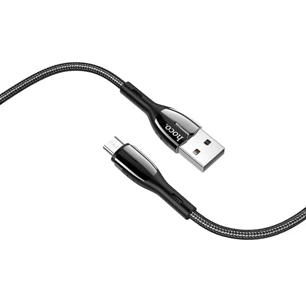 Кабель HOCO USB to Micro U89 2,4A 1,2m black (U89 Safeness USB to Micro-USB charging data cable, 1.2m, current up to 2.4A, zinc alloy connectors with white indicator 1. Length: 1.2m, weight: 22g. 2. Material: zinc alloy + braided wire. 3. Support charging and data transmission, the maximum current up to 2.4A. 4. With white indicator.) від батарейки.com.ua