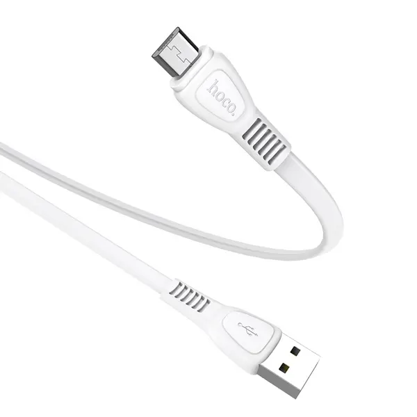 Кабель HOCO USB to Micro X40 2.4A 1м білий (X40 Noah USB to Micro-USB charging cable 1m TPE braid current up to 2.4A 1. Length 1m, weight 21g. 2. Material: TPE. 3. Support charging and data transmission, rated current up to 2.4A. 4. Wire core specification: four-core tin-plated oxygen-free copper core wire (43 / 0.08 + 250D nylon wire) * 2C + (16 / 0.08 + 250D nylon wire) * 2C, OD: 3.2mm.) від батарейки.com.ua