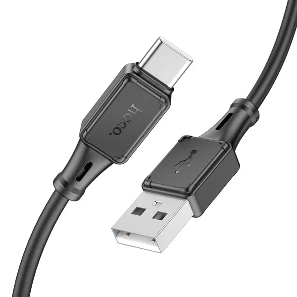 Кабель HOCO USB to Type-C X101 silicone 3A 1m чорний (X101 Assistant, USB to Type-C charging data cable, current up to 3A, silicone sheath, length – 1m 1. USB to Type-C charging data cable. 2. Current up to 3A. 3. Suitable for tablets and phones charging. 4. Wire outer sheath: silicone. 5. Connector housing: silicone. 6. Length: 1m. Weight: 25g.) від батарейки.com.ua
