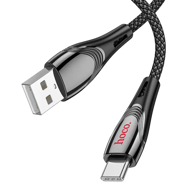 Кабель HOCO USB - Type-C U133, data, 3A, 1.2м чорний від батарейки.com.ua