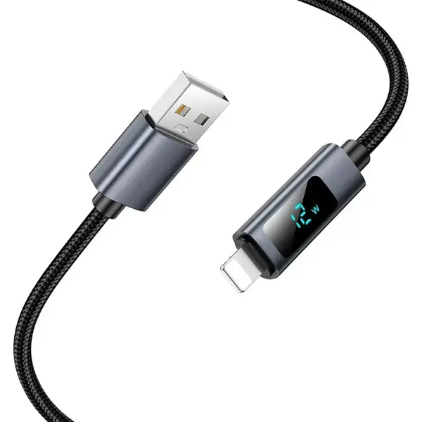 Кабель HOCO USB X112 USB to Lightning (з дисплеєм) 2.4A 1м чорний від батарейки.com.ua