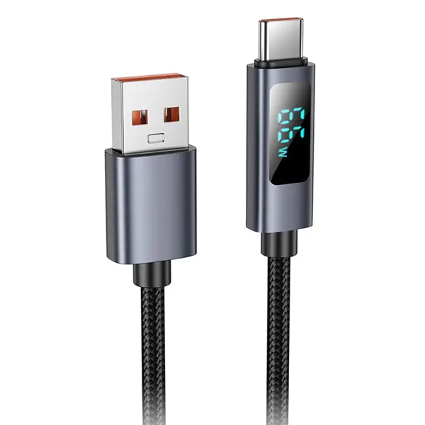 Кабель HOCO X112 USB to Type-C з дисплеєм 5A 1м чорний від батарейки.com.ua
