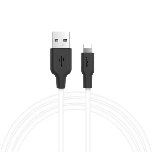 Кабель HOCO X21 Silicone USB to Lightning 2,1A 2m. Black&white (Silicone braid charging data cable USB for Lightning mobile phone wire charger 1m 2.0A charge cord 1. Length 1.0m, weight: 24g. 2. USB to Lightning, for Apple devices charging and data transmission, rated current: 2.0A. 3. Outer cladding: food-grade silicone. 4. Connector: TPE. 5. With 128pcs four-core enamelled wire.) від батарейки.com.ua
