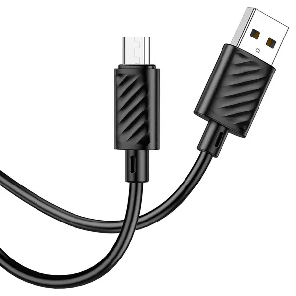 Кабель HOCO X88 Gratified USB to Micro data cable 2,4A 2m xорний від батарейки.com.ua