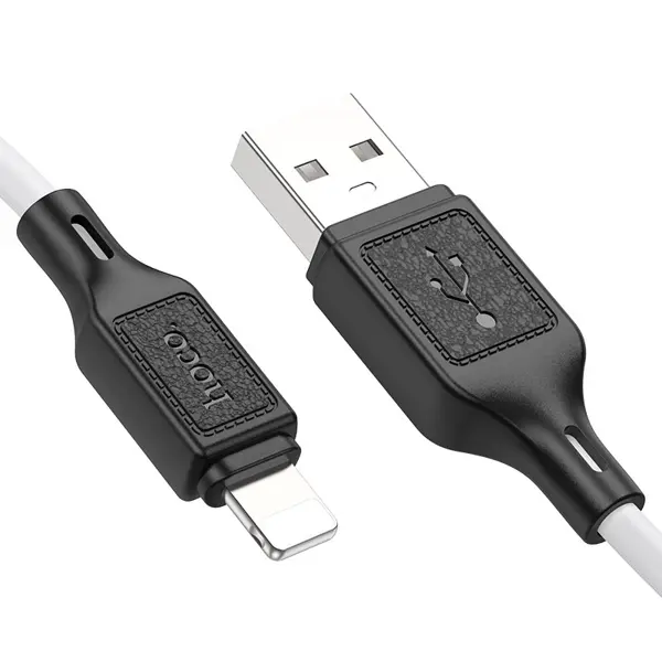 Кабель HOCO X90 Cool USB to Lightning data cable 2,4A 1m білий (charging data cable, current up to 2.4A, silicone sheath, length – 1m 1. USB to Lightning charging data cable. 2. Current up to 2.4A. 3. Suitable for tablets and phones charging. 4. Wire outer sheath: silicone. 5. Connector housing: PVC. 5. Length: 1m. Weight: 24g.) від батарейки.com.ua