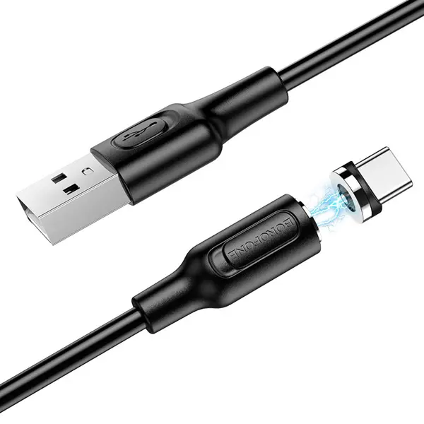 Кабель магнітний BOROFONE BX41 Amiable USB to Type-C 2.4A 1.2m black від батарейки.com.ua