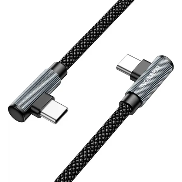 Кабель Power Delivery BOROFONE BU50 Type-C PD60W, кутові L роз'єми, 1m чорний (кабель для швидкої Power Delivery зарядки 60W нотубуків та смартфонів, з кутовими контактами (роз'єми під кутом 90 градусів) для зручного підключення ) від батарейки.com.ua