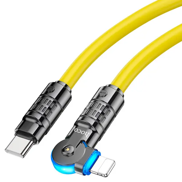 Кабель Power Delivery HOCO Type-C to Lightning U118 Triumph data 3A PD27W 1m Yellow (U118 Triumph, Type-C to Lightning charging data cable, supports PD 27W fast charge, TPE sheath, length – 1.2m 1. Type-C to Lightning PD charging data cable. 2. Supports PD 27W fast charging. 3. Suitable for tablets and phones charging. 4. Rotating connector. LED indicator. 5. Wire outer sheath: TPE. 6. Connector housing: zinc alloy. 7. Length: 1.2m. Weight: 50g.) від батарейки.com.ua