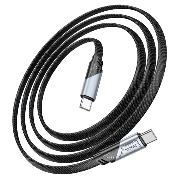 Кабель Power Delivery HOCO U119 Type-C to Type-C PD60W 1.2m чорний (For laptops, tablets and phones. Flat cable. Fabric braid and aluminum alloy connectors. supports 60W fast charge, fabric braid, length – 1.2m 1. Type-C to Type-C charging data cable. 2. Supports 60W (20V / 3A) fast charging for laptop and 3A current for phone. 3. Suitable for laptops, tablets and phones charging. 4. Flat cable. Extra durability. 5. Wire outer sheath: fabric braid. 6. Connector housing: aluminum alloy. 7. Length: 1.2m. Weight: 36g.) від батарейки.com.ua