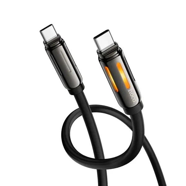 Кабель Power Delivery HOCO U136 Type-C to Type-C PD60W 1,2m. чорний (Довговічний та надійний кабель для ноутбуків, планшетів, телефонів моніторів, з швидкою зарядкою Power Delivery) від батарейки.com.ua