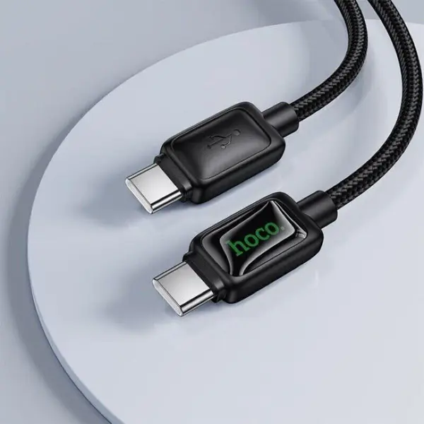 Кабель Power Delivery HOCO U146 Type-C PD60W 1.2m, Led індикатор, чорний від батарейки.com.ua