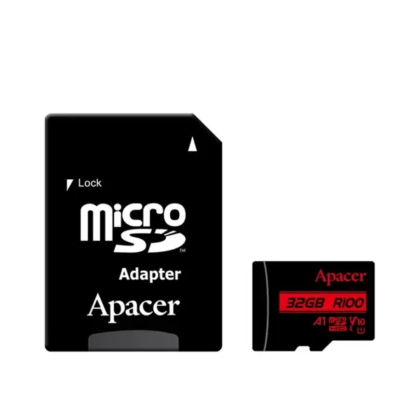 Карта пам'яті APACER MicroSD 32GB class10 UHS-1 V10 A1 R100MB/s з адаптером  від батарейки.com.ua