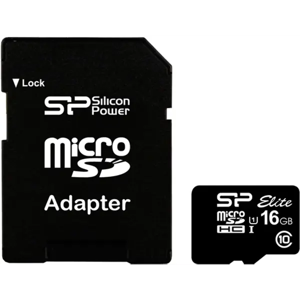 карта пам'яті SILICON POWER Elite microSDHC 16GB Class 10 + adapter від батарейки.com.ua