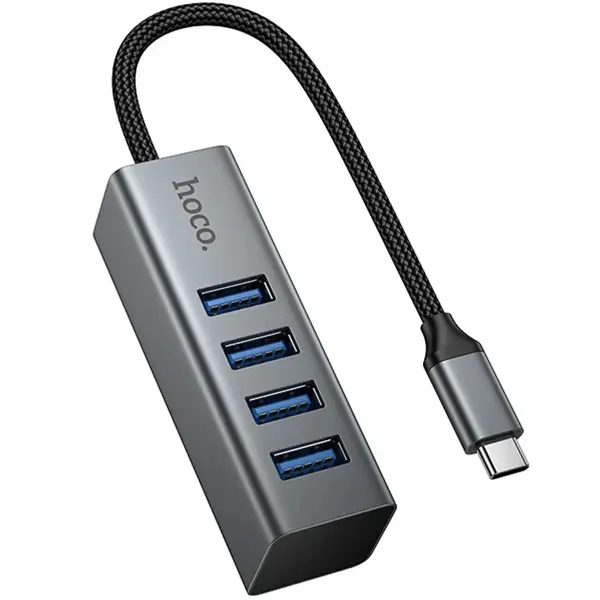 Хаб HOCO HB1C Type-C to 4xUSB3.0 Black від батарейки.com.ua