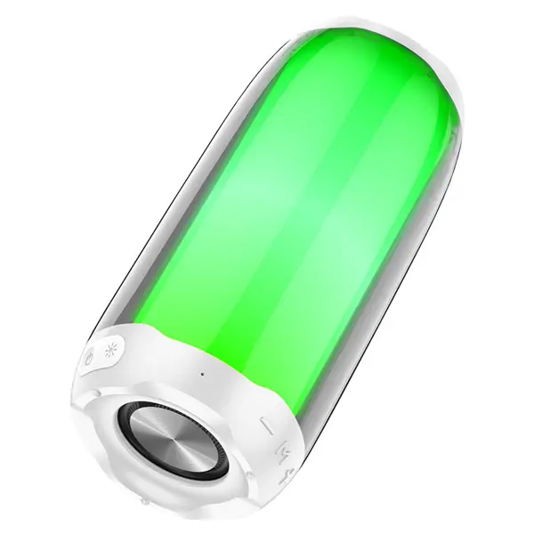 Колонка bluetooth HOCO HC8 Pulsating RGB Led, BT, FM, TF, AUX, USB, TWS, до 4х годин біла (HC8 Pulsating, wireless speaker, BT v5.0, with 1800mAh battery, for 4 hours of calls and music, support BT, FM, TF, AUX, USB, TWS playback modes 1. Sizes: 210*95*95mm. Weight: 760g. 2. BT v5.0. Chip: JL. 3. Battery capacity: 1800mAh, charging for about 2.5 hours. 4. Talk / music time: 4 hours. 5. Speaker unit: 57mm * 1. Power: 10W * 1. 6. Support BT, FM, TF card, USB flash drive, TWS, AUX and other playback modes. 7. 360° surrounding LED atmosphere light. Support 8 lighting modes (2 modes support music rhythm lighting).) від батарейки.com.ua