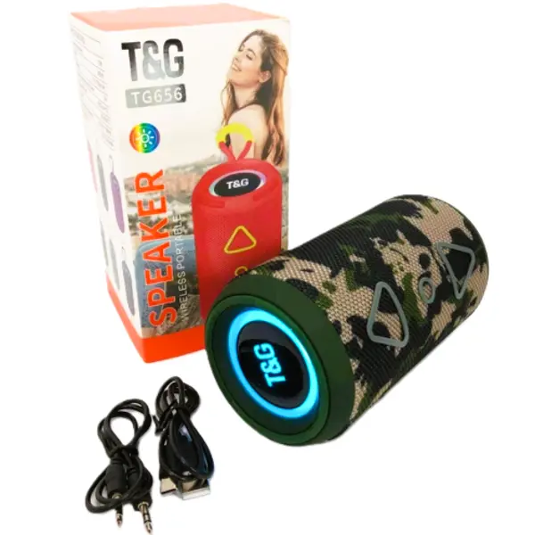Портативна колонка TG656 bluetooth з RGB ПІДСВІЧУВАННЯМ, speakerphone, радіо, КАМУФЛЯЖНА від батарейки.com.ua
