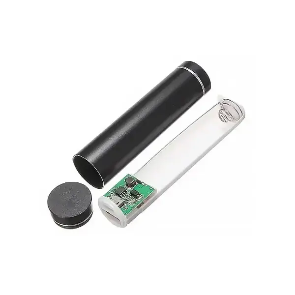 Корпус Power Bank на 1 акум 18650 USB+microUSB 1А (цилінрдричний пластиковий корпус, з платою Powerbank, легкий монтаж акумулятора 18650 в корпусі пружинні контакти) від батарейки.com.ua