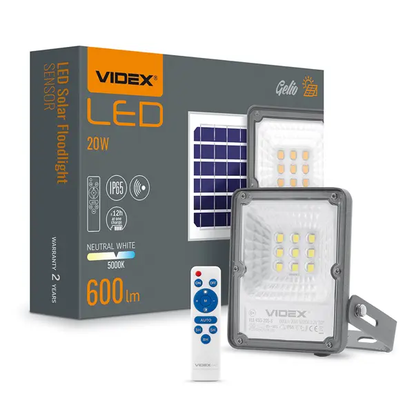 LED прожектор автономний VIDEX 600Lm 5000K Сенсорний (VLE-FSO-205-S) від батарейки.com.ua