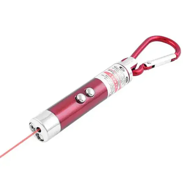 Ліхтар брелок 117-2LED+лазер (JD-78) алюм/пласт карабін 3реж  від батарейки.com.ua