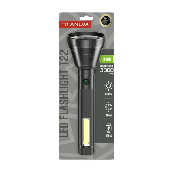 Ліхтар ручний TITANUM TLF-T22 400Lm Black - від батарейки.com.ua