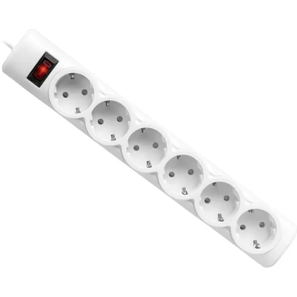 Мережевий фільтр Defender DFS 155 5м 6розеток білий  від батарейки.com.ua