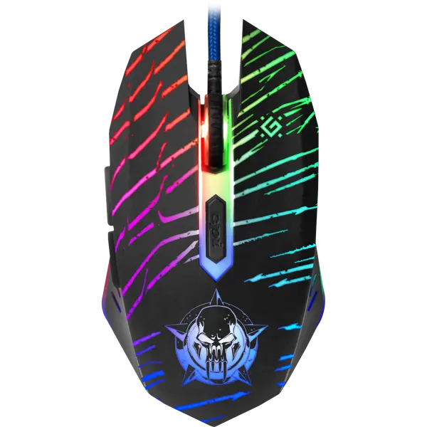 Миша ігрова DEFENDER Dark Agent GM-590L 5 кнопок, 12800 dpi, USB, RGB підсвітка (2 додаткові бічні кнопки Міцне, приємне на дотик прогумоване покриття Широке прогумоване колесо прокрутки шириною 8 мм з підсвічуванням Високоміцний довговічний кабель Плетена структура кабелю Позолочений USB-конектор Феритовий фільтр перешкод 5 програмованих кнопок Редактор макросів Емуляція клавіш клавіатури Тип сенсора оптичний Тип підключення дротовий Інтерфейс підключення USB Кількість кнопок 5 + колесо прокрутки Роздільна здатність сенсора миші, DPI 1200 / 1600 / 2400 / 4800 / 7200 / 12800 Мінімальне значення DPI 1200 dpi Максимальне значення DPI 12800 dpi Прогумоване колесо прокручування є Безшумні кнопки не має Тефлонові ніжки є Частота обробки кадрів 7000 fps Швидкість IPS 60 IPS Кількість натискань 10 мільйонів Довжина кабелю 1.5 ±5% м Розміри без упаковки 7.00 x 3.50 x 13.50 см Маса без упаковки 0.15 kg) від батарейки.com.ua