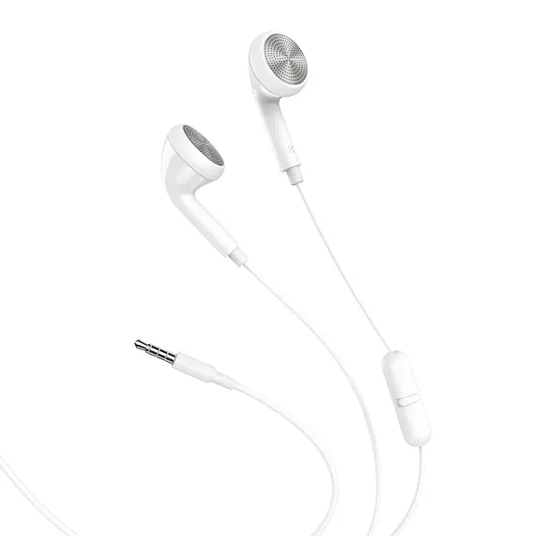 Навушники краплі Hoco M73 білі (M73 Joan universal wired earphones with mic TPE high elastic cable 1.2m user-friendly in-ear lightweight design 1. Speaker: 14mm. 2. Audio plug: Ø3.5mm. Weight: 13g. 3. Earphones cable: TPE. Cable length: 1.2m. 4. Microphone: controller with mic. 5. Wire control: functional one-button operation control.) від батарейки.com.ua