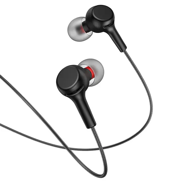 Навушники HOCO M78 Maya Black (M78 El Placer wired earphones with mic, 1.2m, audio plug 3.5mm, single-key control 1. Material: ABS + TPE enameled wire. 2. Speaker: 10mm. 3. Audio plug: Ø3.5mm. 4. Earphones cable length: 1.2m. Weight: 12g. 5. Microphone: controller with microphone. 6. Wire control: functional single-key control.) від батарейки.com.ua