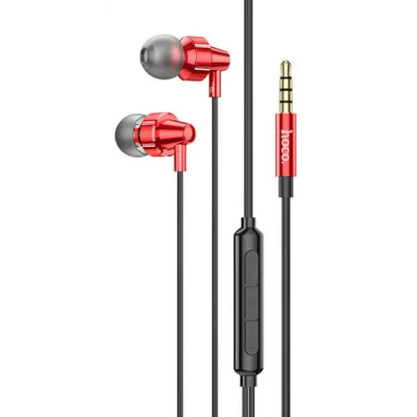 Навушники HOCO M90 jack 3.5 червоні (wired earphones with mic, 1.2m, wire control, volume increase and decrease, support calls 1. Material: aluminum alloy + TPE. 2. Speaker: 10mm. 3. Cable length: 1.2m. Weight: 14g. Support wire control, volume increase and decrease, calls.) від батарейки.com.ua