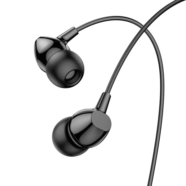 Навушники HOCO M94 black (M94, wired earphones with mic, 1.2m, 3.5mm plug, one-button wire control 1. Material: ABS + TPE. 2. Speaker: 10mm. 3. Audio plug: Ø3.5mm. 4. Cable length: 1.2m. Weight: 12g. 5. Microphone: support. 6. Supports wire control, functional one-button control.) від батарейки.com.ua