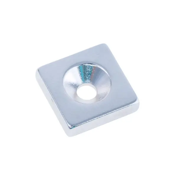 Неодимовий магніт призма 12x12x3mm N38 NdFeB, під гвинт від батарейки.com.ua