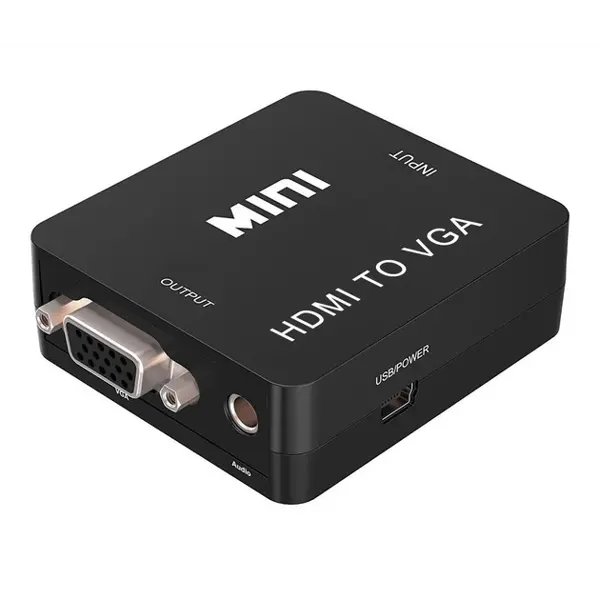 Перехідник ATCOM HDMI TO VGA CONVERTER HDMI2AV, AUX, живлення від USB, 25275 від батарейки.com.ua