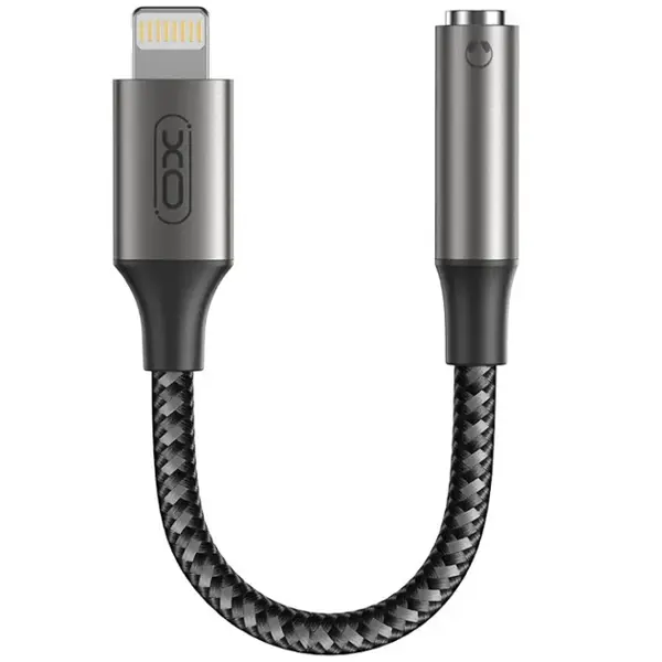 Перехідник аудіо XO NB-R258C Lightning to AUX 3.5 чорний від батарейки.com.ua