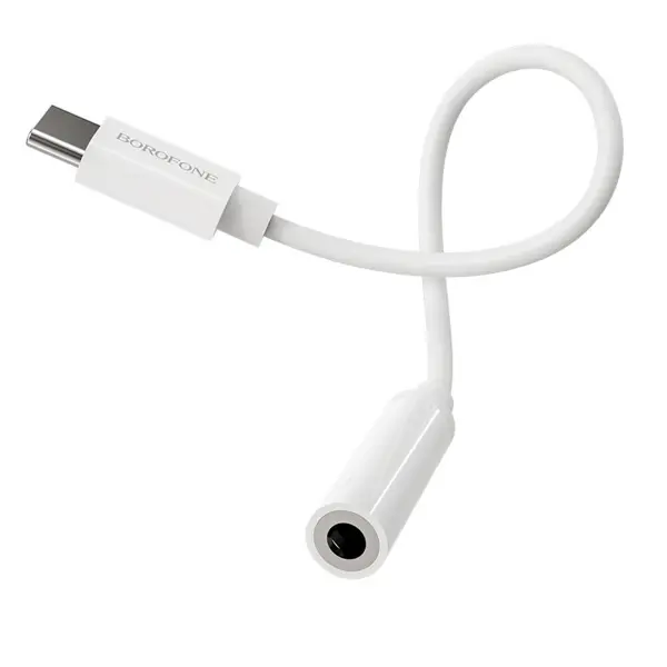 Перехідник BOROFONE BV13 Type-C to AUX jack3.5 (BOROFONE BV13 цифровой аудио конвертер USB-C на 3.5 мм, поддержка проводного управления и микрофона 1. Размеры: 115*11*7 мм. Вес: 3 г. 2. Проводное управление: поддерживается. 3. Микрофон: поддерживается. 4. Аудио штекер: 3.5 мм. 5. Поддержка для Huawei, Xiaomi, OnePlus и большинства моделей других брендов, поддержка для Samsung (только некоторые модели). Не поддерживает iPad с интерфейсом USB-C.) від батарейки.com.ua