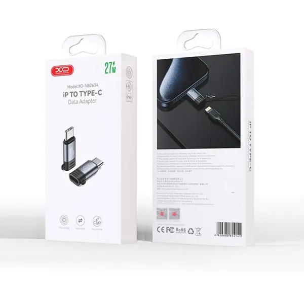 Перехідник XO NB263A iPhone Female to Type-C Male PD27W Black від батарейки.com.ua