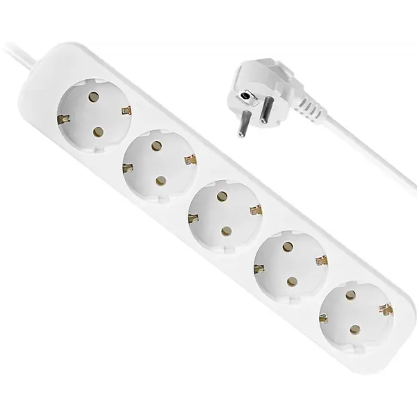 Подовжувач із заземленням DEFENDER E550 5,0 м, 5 розетки від батарейки.com.ua