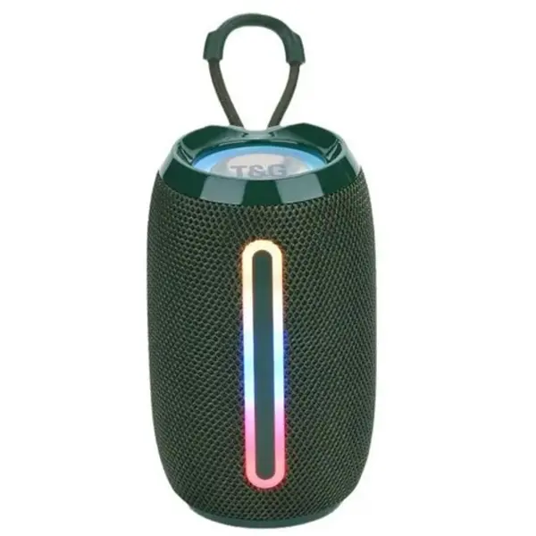 Портативна колонка T&G TG653 Bluetooth, rgb підсвічування, speakerphone, FM, USB, TF, AUX зелена від батарейки.com.ua