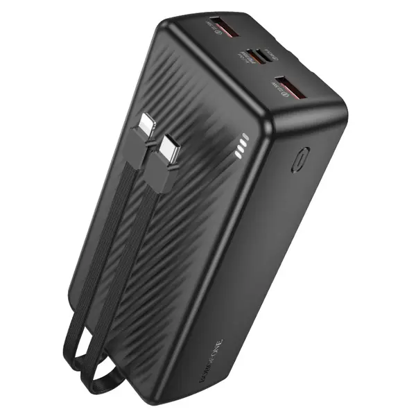 power bank BOROFONE BJ57B 2xUSB 2xType-C Lightning 30000mAh 22.5W PD20W чорний від батарейки.com.ua