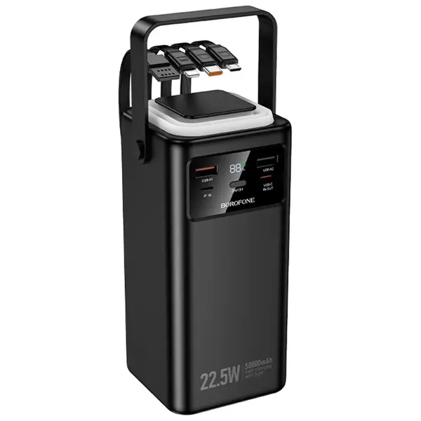 power bank BOROFONE BJ65A High  22.5W+PD20W 50000mAh чорна від батарейки.com.ua