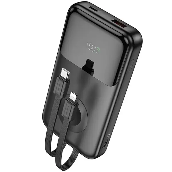 power bank Hoco Q28 10000mAh 22.5W PD20W QC3.0 USB+type-C+Ligtning+БЗУ чорний від батарейки.com.ua