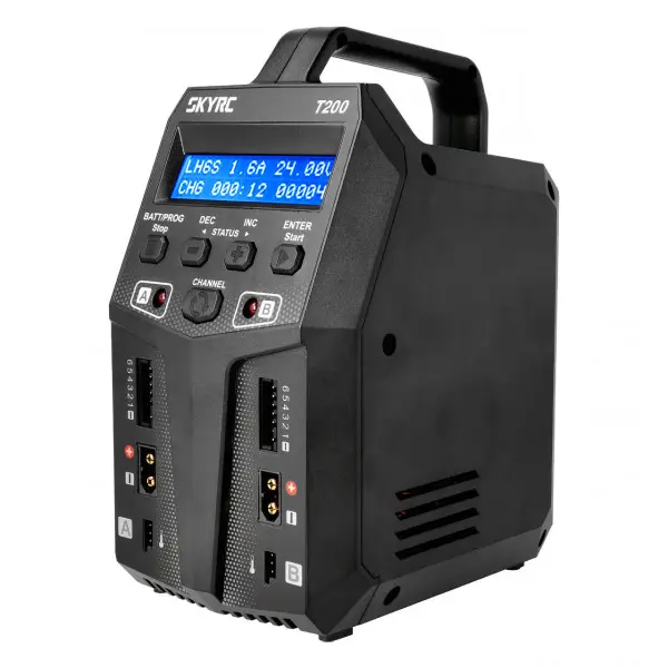 Розумне зарядне SkyRC T200 Dual SK-100155, LiPo LiHV LiFe Liion 1-6S, NiMh Pb, 2 канали, 200W 24A, 220V від батарейки.com.ua