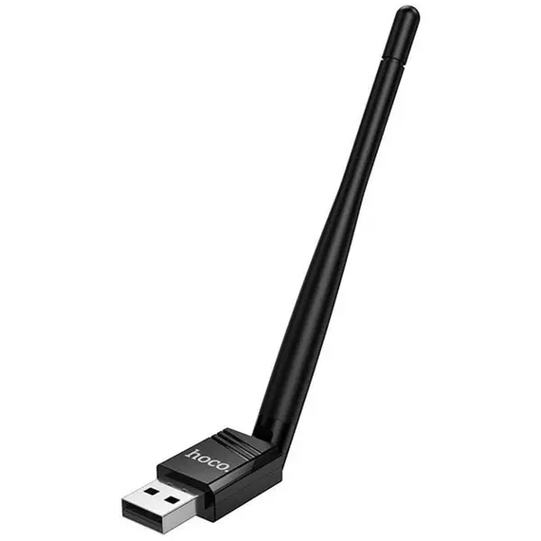 Wi-Fi адаптер HOCO HI37 WiFi4 USB із зовнішньою антеною чорний від батарейки.com.ua