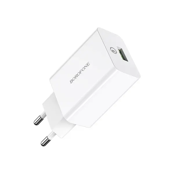 Зарядне BOROFONE BA21A 1USB 3A  QC3.0 18W кабель Type-C white від батарейки.com.ua