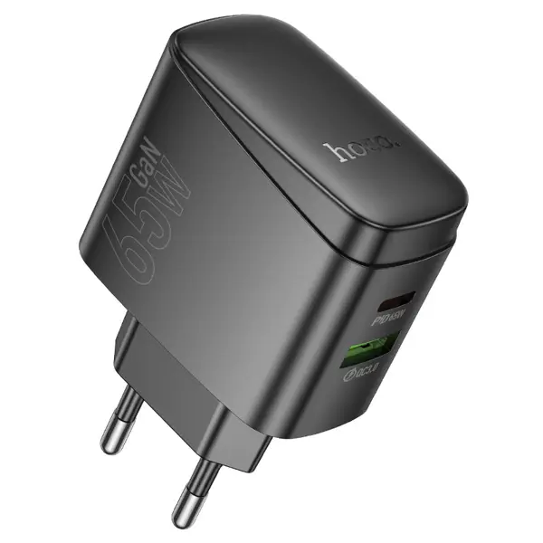Зарядне GaN HOCO CS63A 65W Bright Type-C PD45W, USB QC18W чорне  від батарейки.com.ua