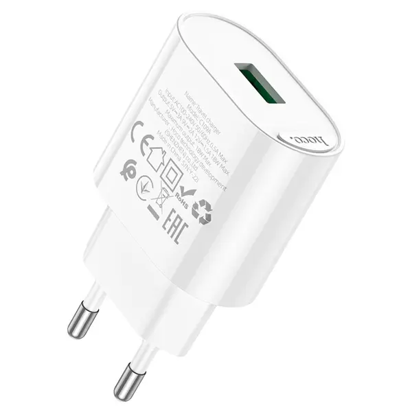 Зарядне Hoco C109A USB Type-C PD20W QC3.0 біле від батарейки.com.ua