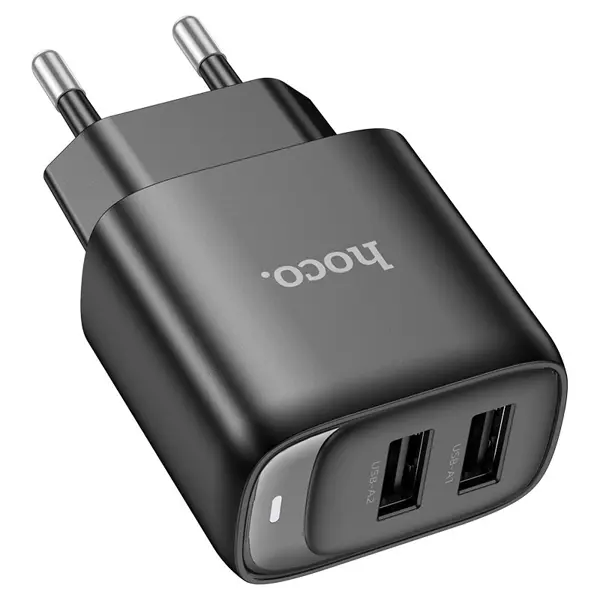 Зарядне HOCO C141A 2USB 2,4A, з кабелем Micro чорне від батарейки.com.ua